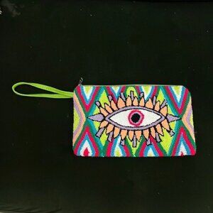 Lucky Eye Wayuu Colourful Clutch Wristlet Punch Needle Purse Handmade Bohemian